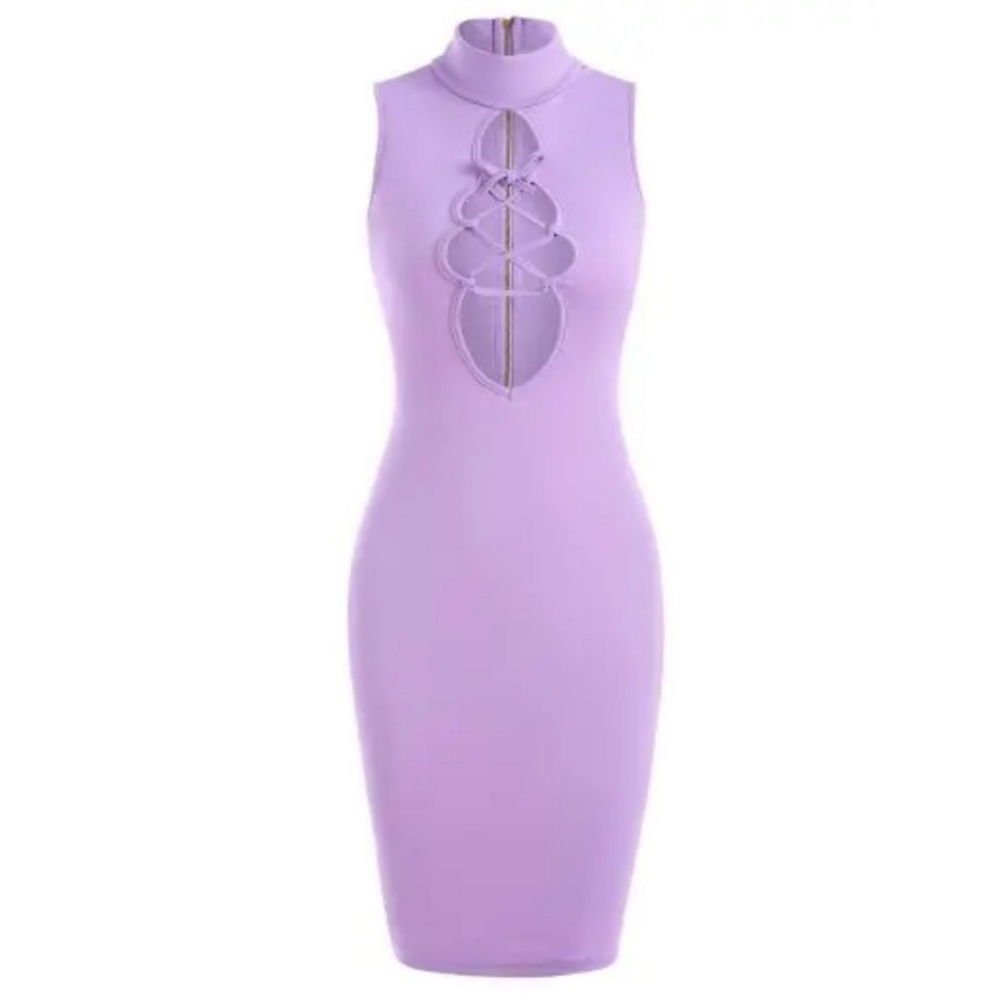 NWOT Zaful Lace Up Cut Out Zipper Back Dress Size Medium
